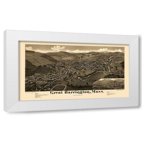 Great Barrington Massachusetts - Burleigh 1884  White Modern Wood Framed Art Print by Burleigh
