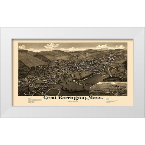 Great Barrington Massachusetts - Burleigh 1884  White Modern Wood Framed Art Print by Burleigh