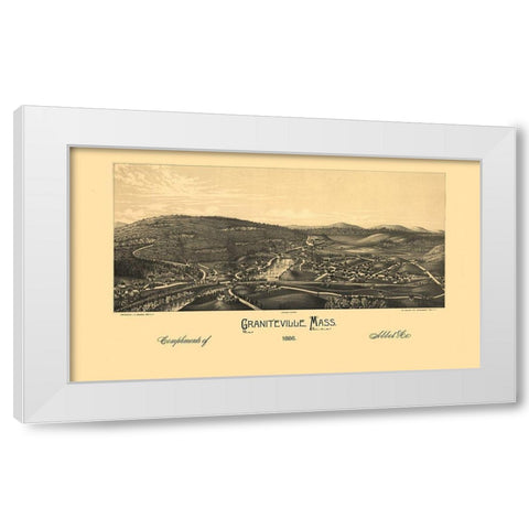 Graniteville Massachusetts - Burleigh 1886  White Modern Wood Framed Art Print by Burleigh