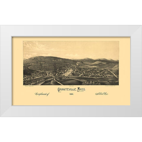 Graniteville Massachusetts - Burleigh 1886  White Modern Wood Framed Art Print by Burleigh