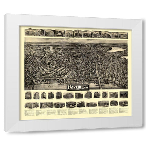 Haverhill Massachusetts - Bailey 1914  White Modern Wood Framed Art Print by Bailey