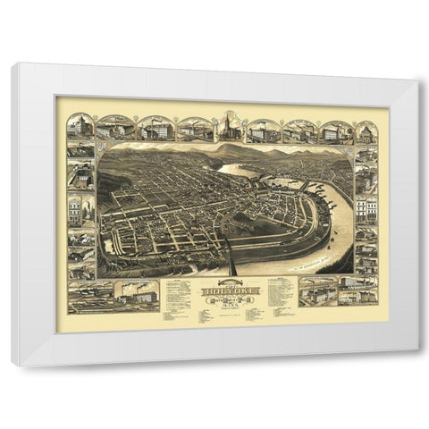 Holyoke South Hadley Falls Massachusetts White Modern Wood Framed Art Print by Stoner