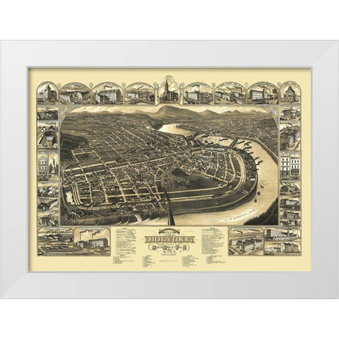 Holyoke South Hadley Falls Massachusetts White Modern Wood Framed Art Print by Stoner