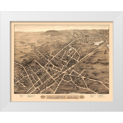 Holliston Massachusetts - Brenner 1878  White Modern Wood Framed Art Print by Brenner