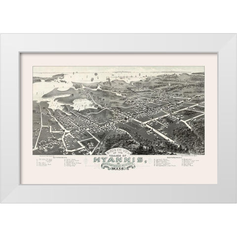 Hyannis Massachusetts - Walker 1884 White Modern Wood Framed Art Print by Walker