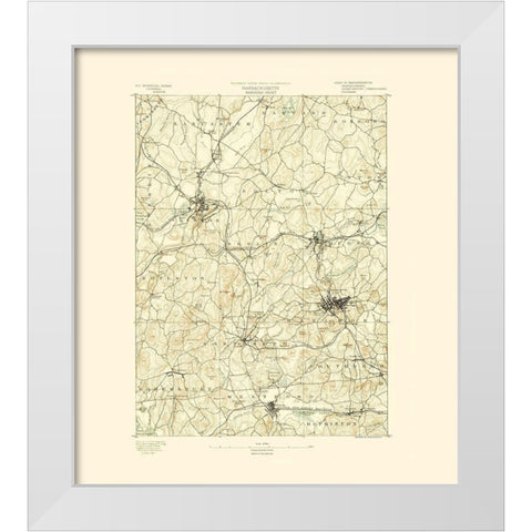 Marlboro Massachusetts Sheet - USGS 1890 White Modern Wood Framed Art Print by USGS