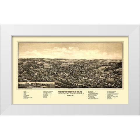 Merrimac Massachusetts - Norris 1889  White Modern Wood Framed Art Print by Norris