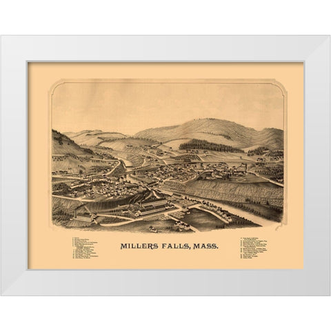 Millers Falls Massachusetts -1880 White Modern Wood Framed Art Print by Unknown