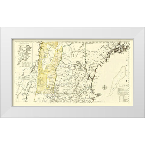 Massachusetts Multi-State Region - 1776 White Modern Wood Framed Art Print by Unknown