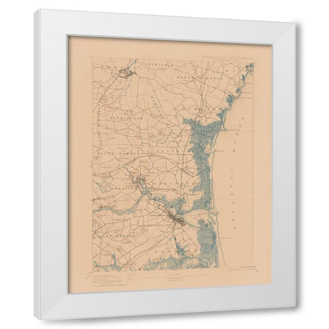 Newburyport Massachusetts Sheet - USGS 1894 White Modern Wood Framed Art Print by USGS
