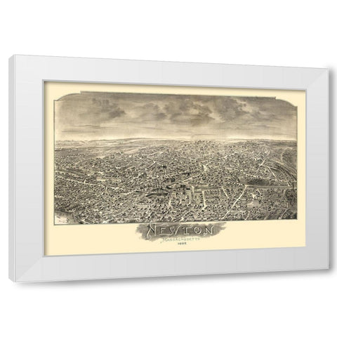 Newton Massachusetts - Bailey 1897 White Modern Wood Framed Art Print by Bailey