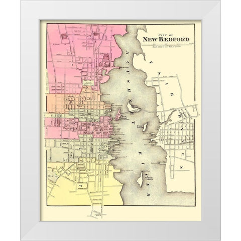 New Bedford Massachusetts - Walling 1871 White Modern Wood Framed Art Print by Walling