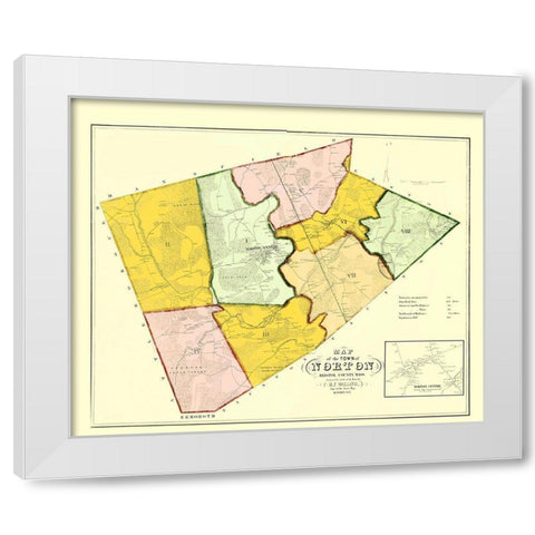 Norton Massachusetts - Walling 1855 White Modern Wood Framed Art Print by Walling