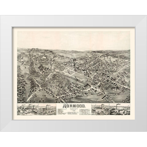 Norwood Massachusetts - Morrills 1882  White Modern Wood Framed Art Print by Morrills