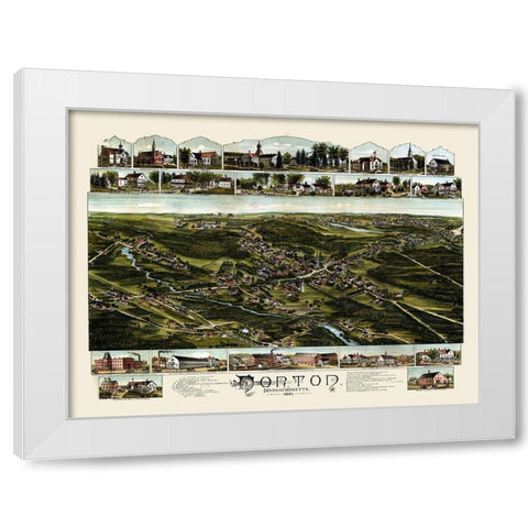 Norton Massachusetts - Bailey 1891  White Modern Wood Framed Art Print by Bailey