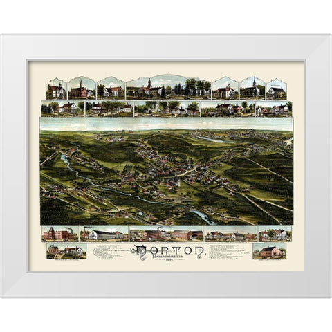 Norton Massachusetts - Bailey 1891  White Modern Wood Framed Art Print by Bailey