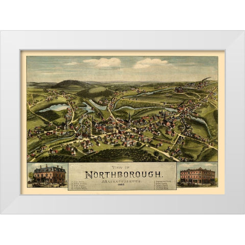 Northborough Massachusetts -1887 White Modern Wood Framed Art Print by Unknown