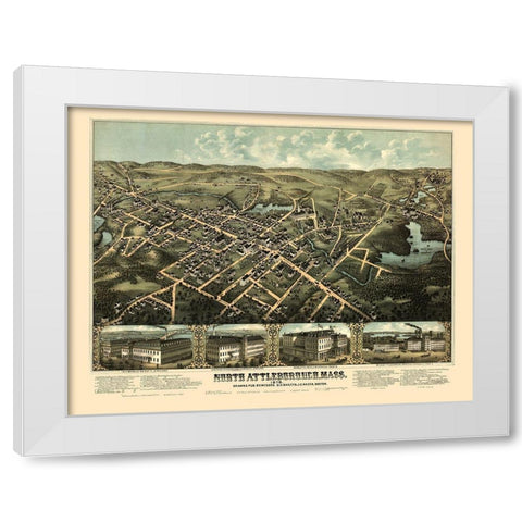 North Attleboro Massachusetts - Bailey 1878  White Modern Wood Framed Art Print by Bailey
