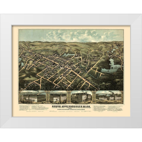 North Attleboro Massachusetts - Bailey 1878  White Modern Wood Framed Art Print by Bailey