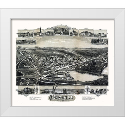 Oakdale Massachusetts - Bailey 1891  White Modern Wood Framed Art Print by Bailey