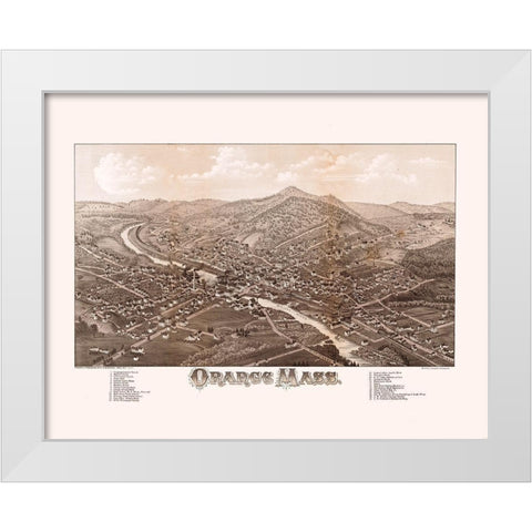 Orange Massachusetts - Burleigh 1883  White Modern Wood Framed Art Print by Burleigh