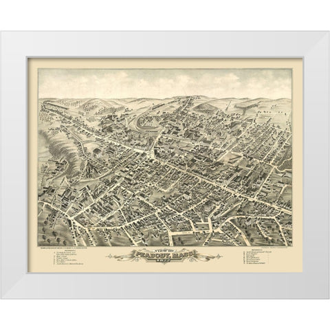 Peabody Massachusetts - Hazen 1877  White Modern Wood Framed Art Print by Hazen