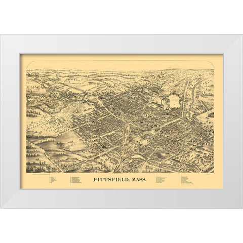 Pittsfield Massachusetts - Van De Car 1889  White Modern Wood Framed Art Print by Van De Car