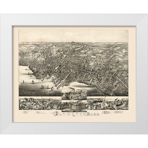 Plymouth Massachusetts -1882 White Modern Wood Framed Art Print by Unknown