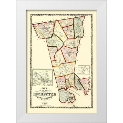 Rochester Massachusetts - Walling 1856 White Modern Wood Framed Art Print by Walling
