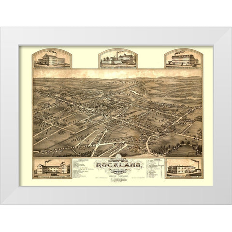 Rockland Massachusetts - Stoner 1881  White Modern Wood Framed Art Print by Stoner