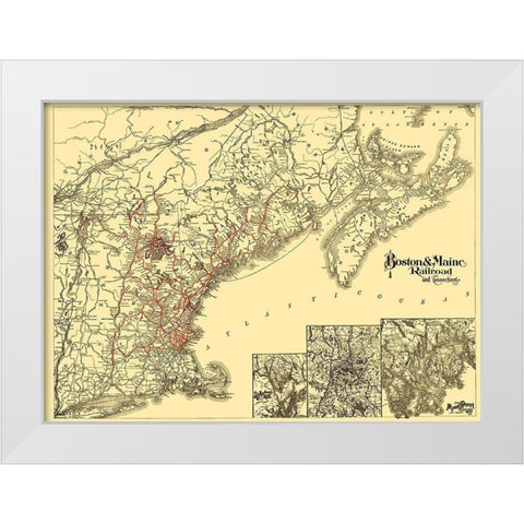 Boston and Maine Railroad - Avery 1888 White Modern Wood Framed Art Print by Avery