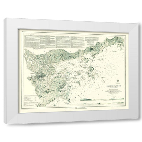 Salem Harbor - Mahen 1869 White Modern Wood Framed Art Print by Mahen