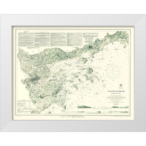 Salem Harbor - Mahen 1869 White Modern Wood Framed Art Print by Mahen