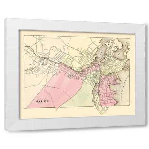 Salem Massachusetts - Walling 1871 White Modern Wood Framed Art Print by Walling