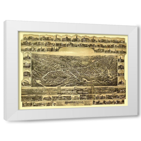 Southbridge Massachusetts - Bailey 1892  White Modern Wood Framed Art Print by Bailey