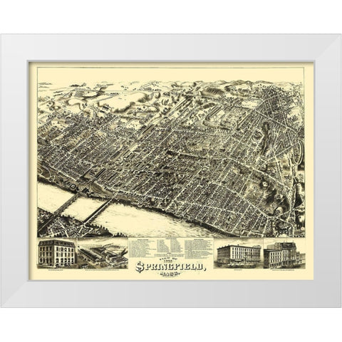 Springfield Massachusetts - Bailey 1875 White Modern Wood Framed Art Print by Bailey
