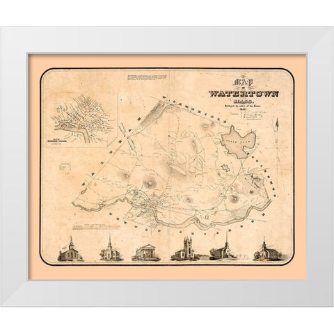 Watertown Massachusetts - Whiting 1850 White Modern Wood Framed Art Print by Whiting