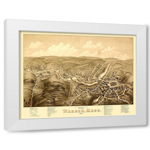 Warren Massachusetts - Bailey 1879  White Modern Wood Framed Art Print by Bailey
