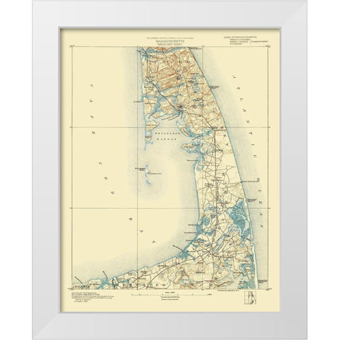 Wellfleet Massachusetts Sheet - USGS 1887 White Modern Wood Framed Art Print by USGS