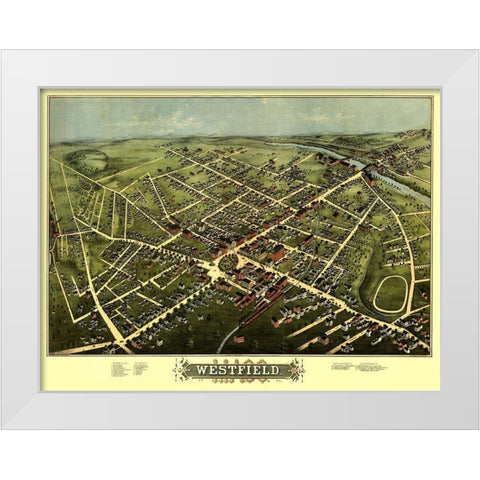 Westfield Massachusetts - Bailey 1875 White Modern Wood Framed Art Print by Bailey