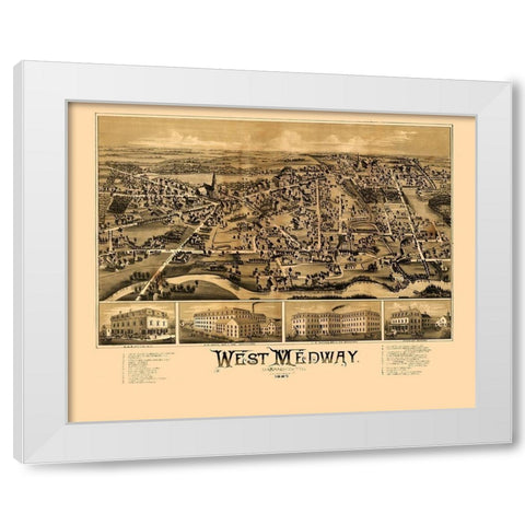West Medway Massachusetts -1887 White Modern Wood Framed Art Print by Unknown