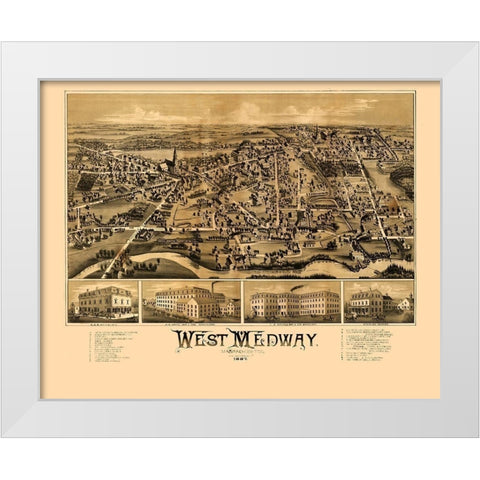 West Medway Massachusetts -1887 White Modern Wood Framed Art Print by Unknown
