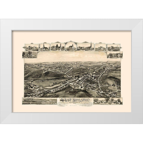 West Boylston Massachusetts -1891 White Modern Wood Framed Art Print by Unknown