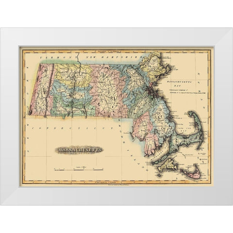 Massachusetts - Lucas 1823 White Modern Wood Framed Art Print by Lucas