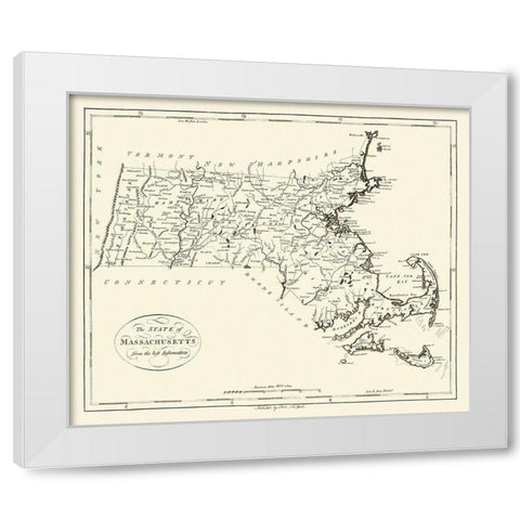 Massachusetts - Reid 1796 White Modern Wood Framed Art Print by Reid
