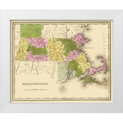Massachusetts - Boynton 1841 White Modern Wood Framed Art Print by Boynton
