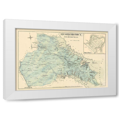 Anne Arundel  Second District Maryland White Modern Wood Framed Art Print by Hopkins