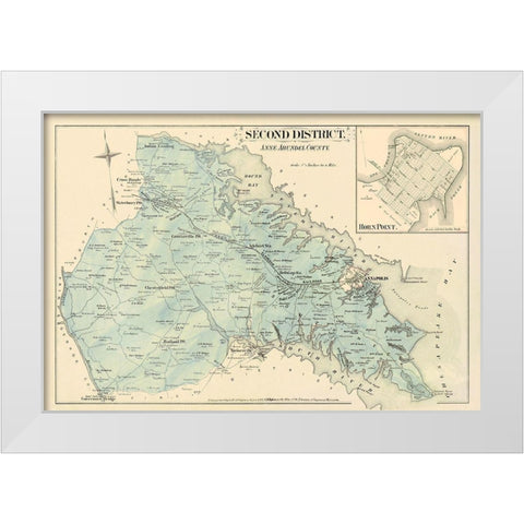 Anne Arundel  Second District Maryland White Modern Wood Framed Art Print by Hopkins