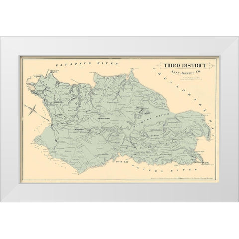 Anne Arundel  Third District Maryland White Modern Wood Framed Art Print by Hopkins