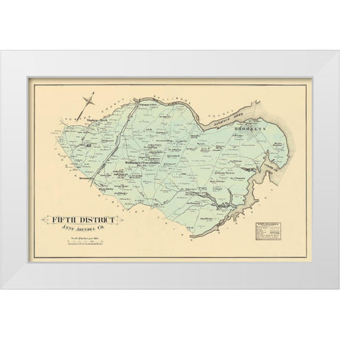 Anne Arundel 5th District Maryland Landowner White Modern Wood Framed Art Print by Hopkins